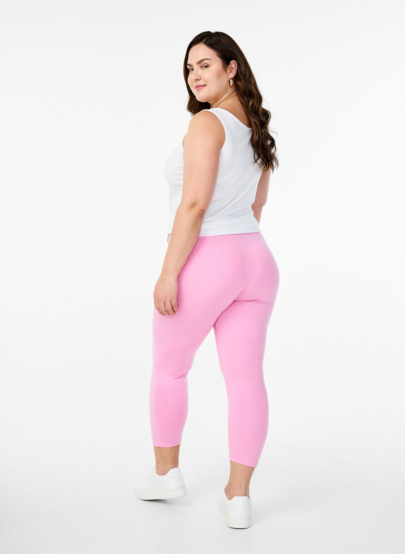 Basic 3/4 leggings in viscose, Pink, Model image number 2