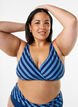 Triangle bikini top with stripes and a wrap detail, Blue, Model image number 0
