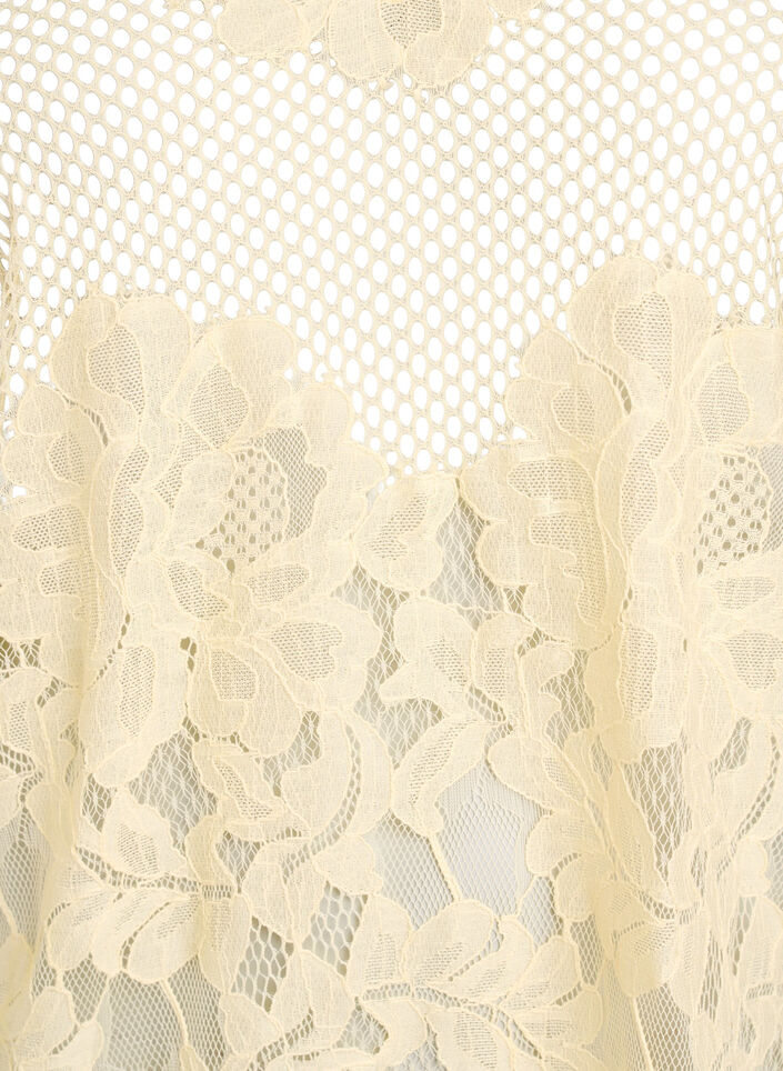 Lace blouse with ruffle collar and short sleeves, Yellow, Packshot image number 2