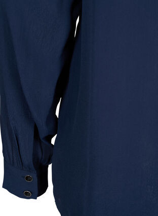 Viscose shirt with buttons and frill details, Navy Blazer, Packshot image number 3