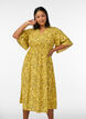 Midi dress with smock and ruffle sleeves, Yellow, Model image number 0
