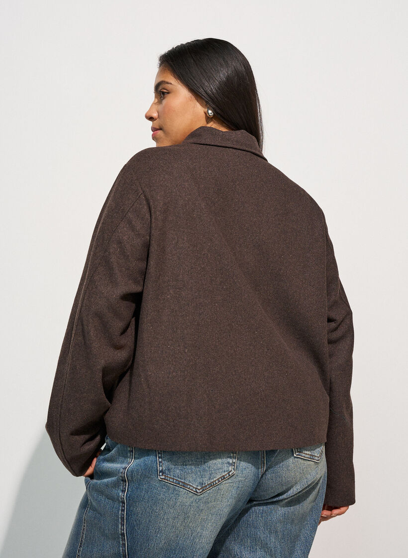 Short jacket with shirt collar and zip, Brown, Model image number 2