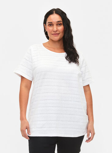 Short-sleeved cotton t-shirt, Bright White, Model image number 0