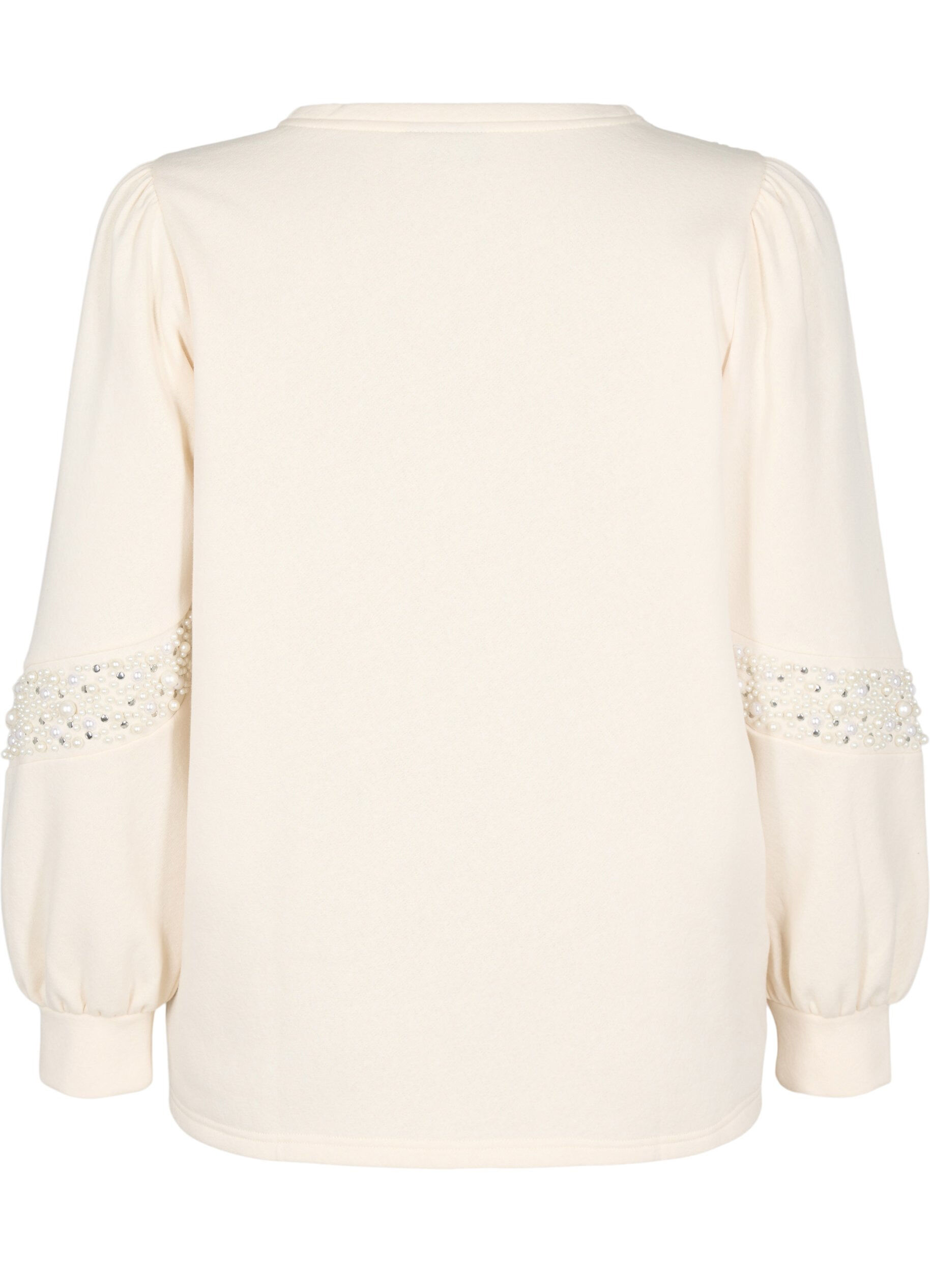 Zizzifashion Sweatshirt with pearl details, Buttercream, Packshot image number 1