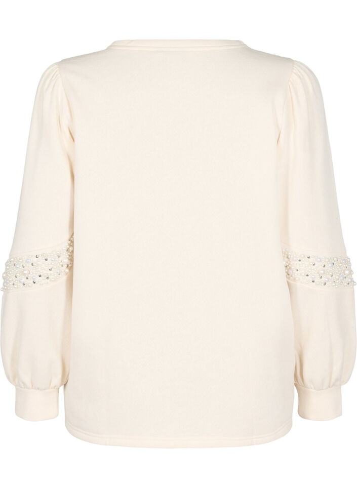Sweatshirt with pearl details, Buttercream, Packshot image number 1