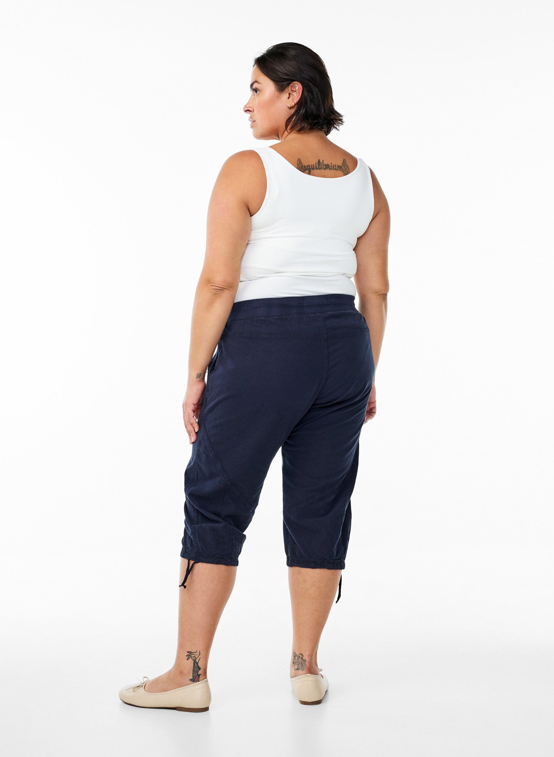 ZizzifashionCotton Capri trousers , Blue, Model image number 1
