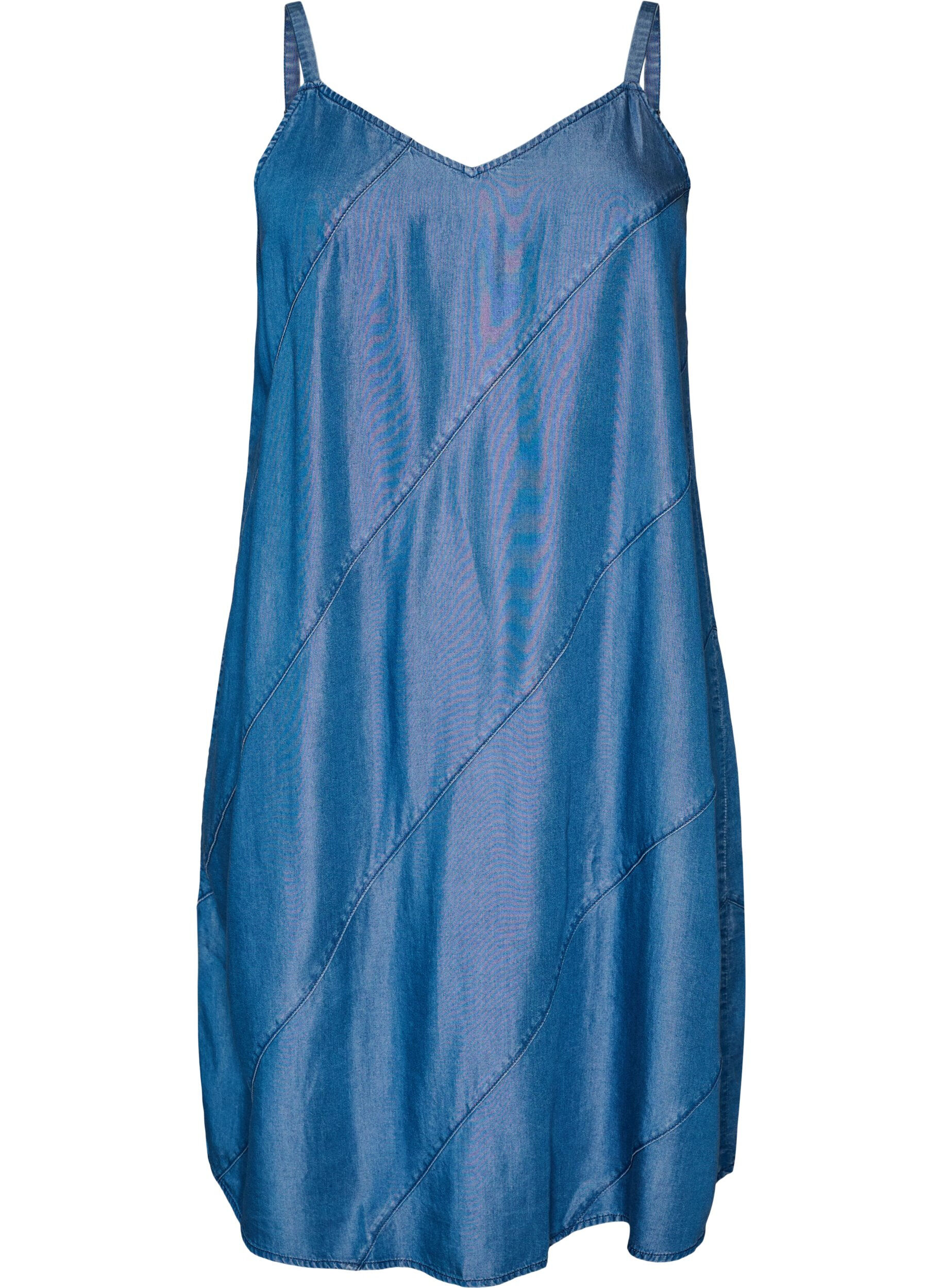 Zizzifashion Denim-look dress in TENCEL&trade; Lyocell with straps, Blue, Packshot image number 0