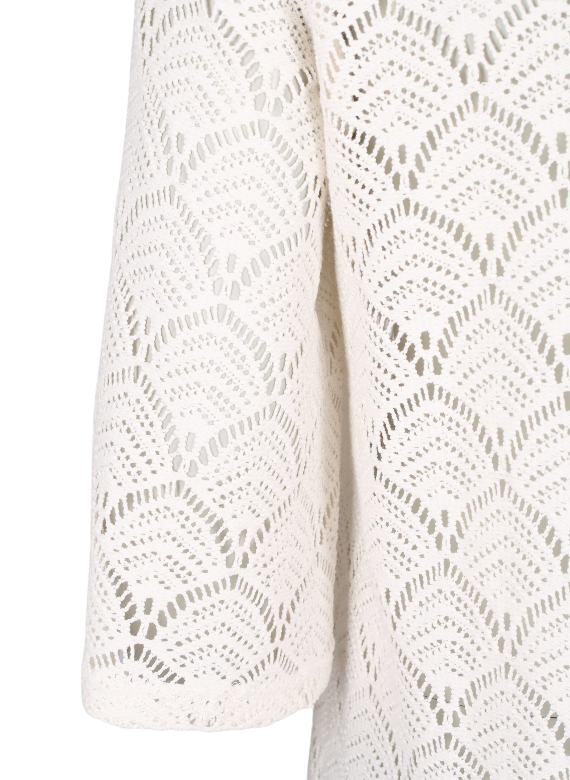 Zizzifashion Crochet blouse with 3/4 sleeves, Sandshell, Packshot image number 3