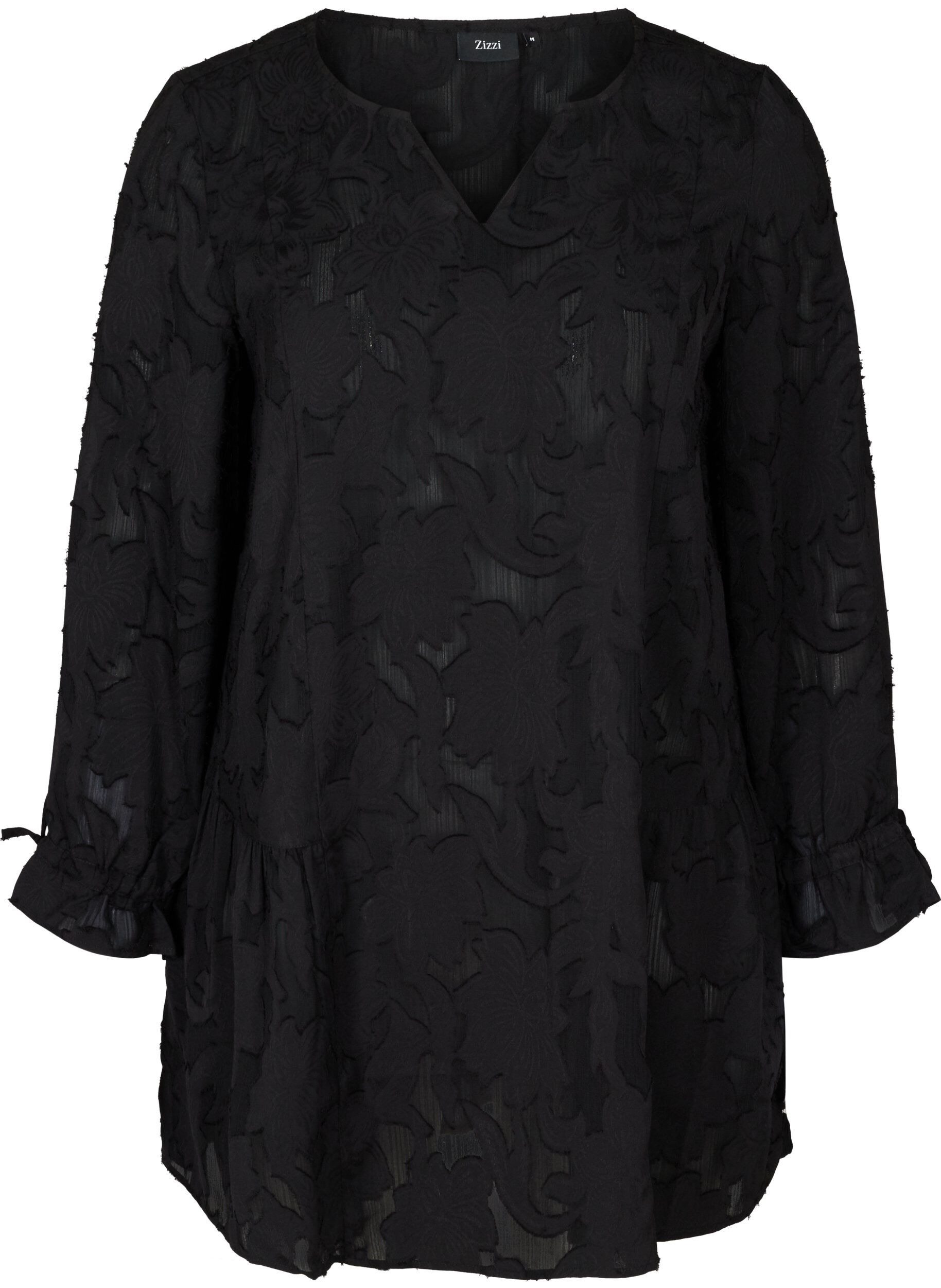 Zizzifashion Loose V-neck tunic, Black, Packshot image number 0