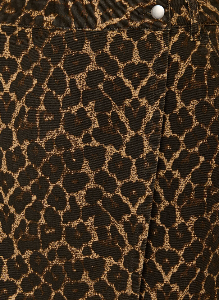Short denim skirt with leopard print and an A-line shape, Brown, Packshot image number 2