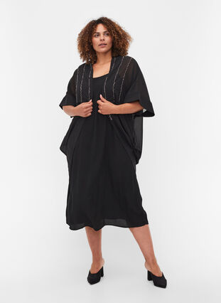 Kimono with 3/4-length sleeves and beading, Black, Model image number 2