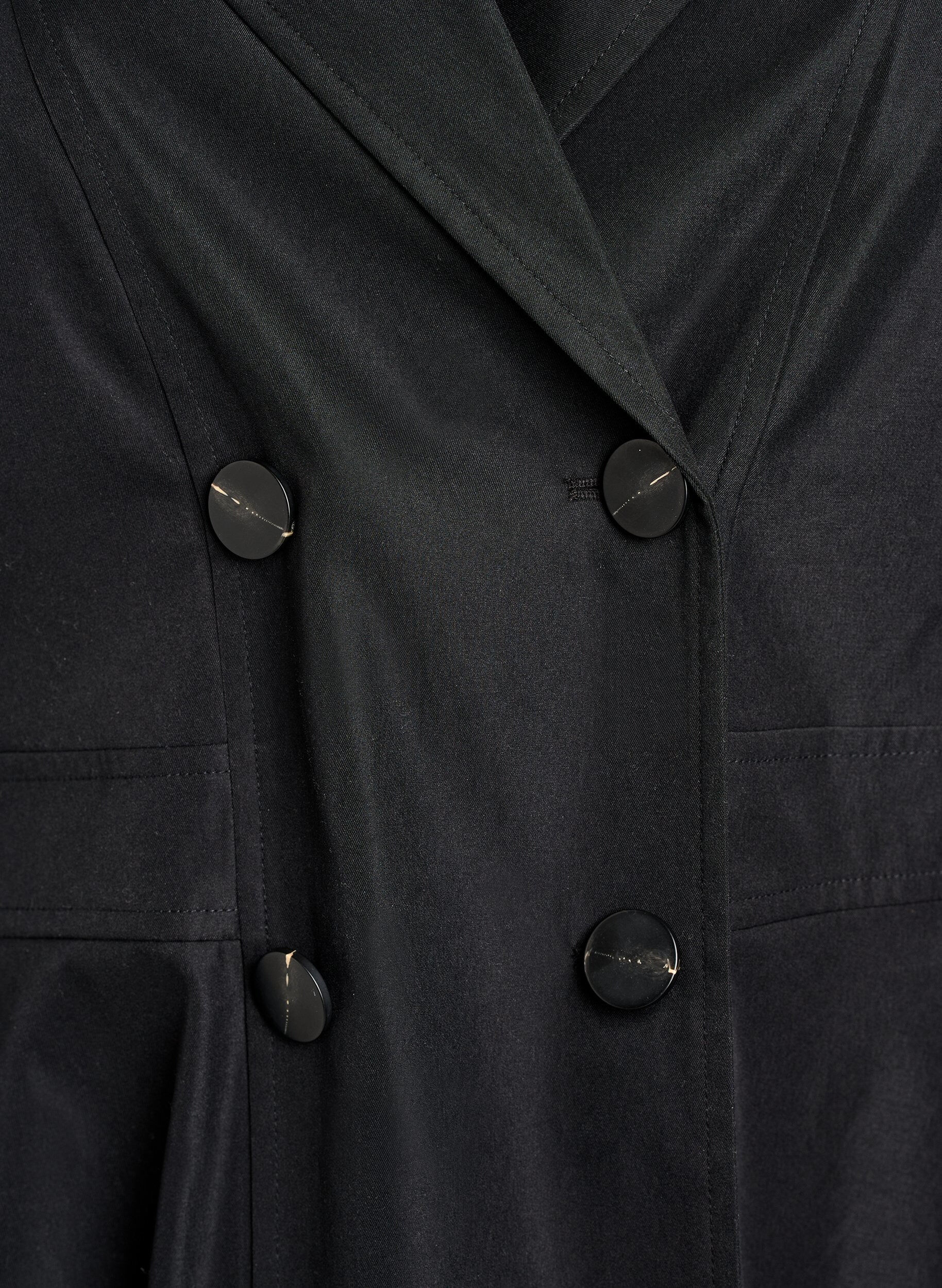 Zizzifashion A-line spring coat with double-breasted fastening, Black, Packshot image number 2