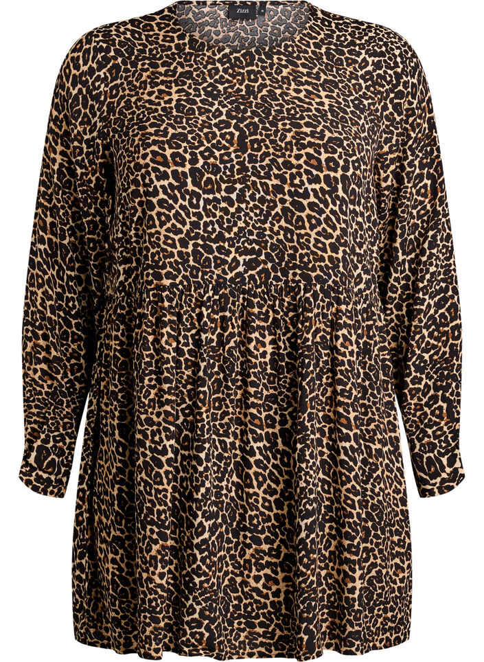 Long-sleeved tunic with a seam, Brown, Packshot image number 0