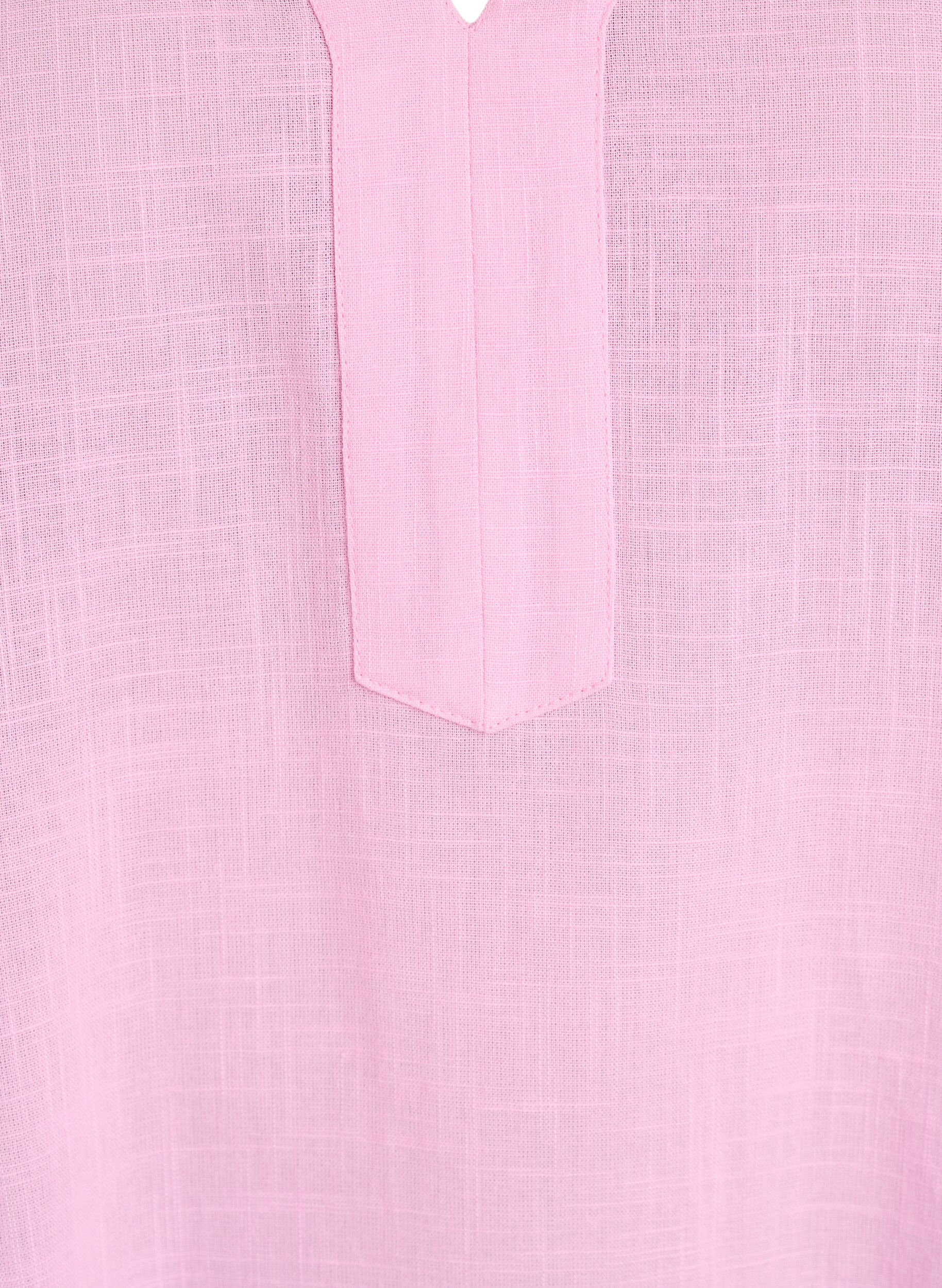 Zizzifashion Cotton tunic with a V-neck, Pink, Packshot image number 2