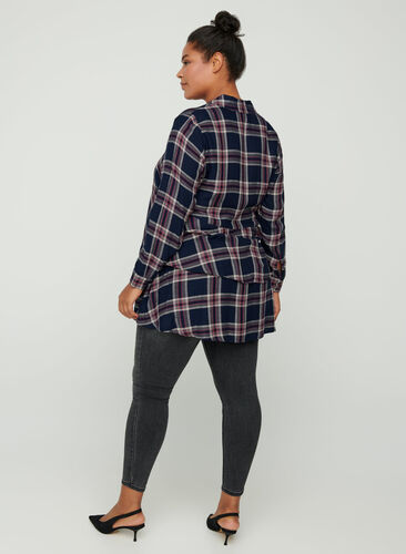 Checked viscose tunic, Check, Model image number 1