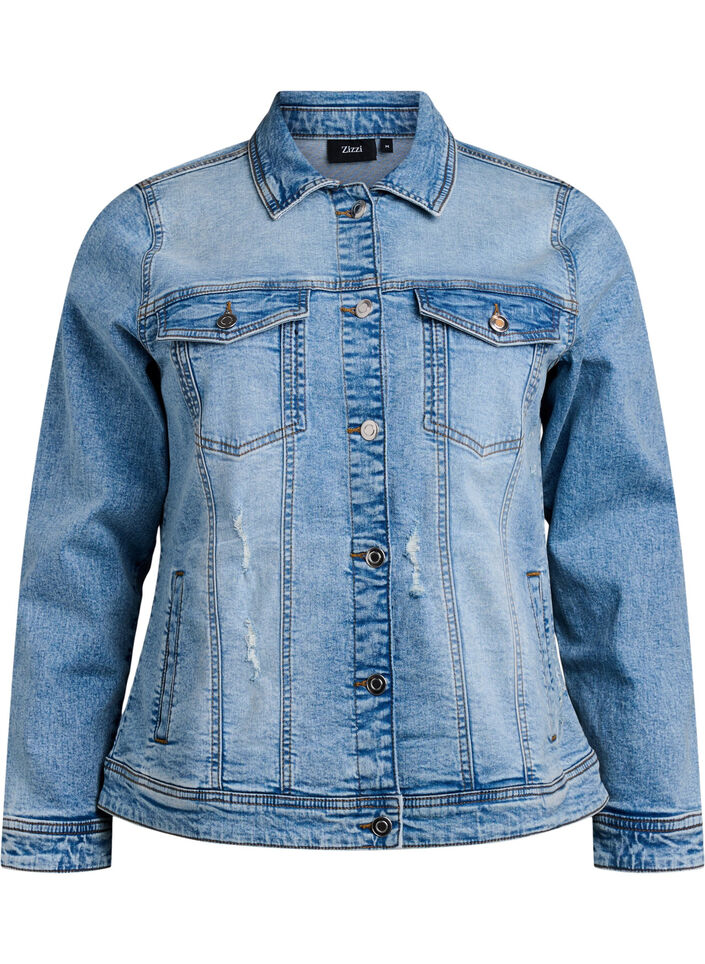 Denim jacket with a classic cut, Light Blue, Packshot image number 0