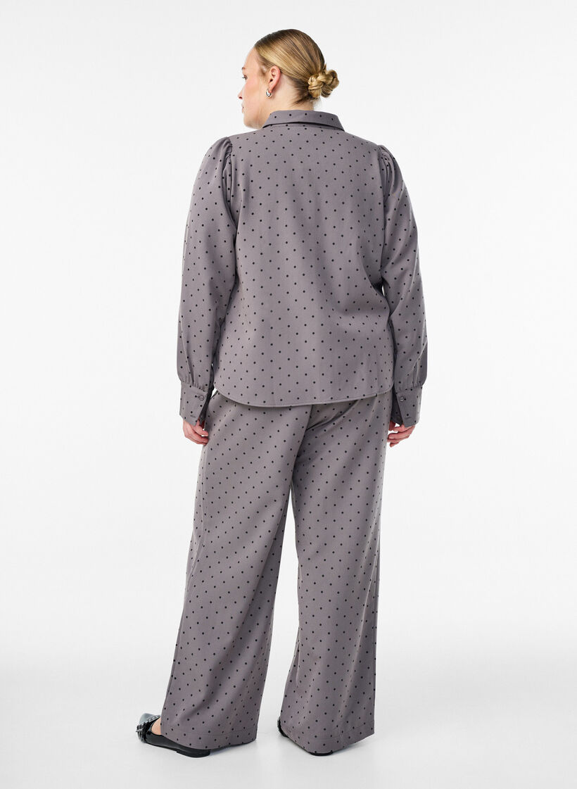 Wide-leg trousers with a high waist, Grey, Model image number 1