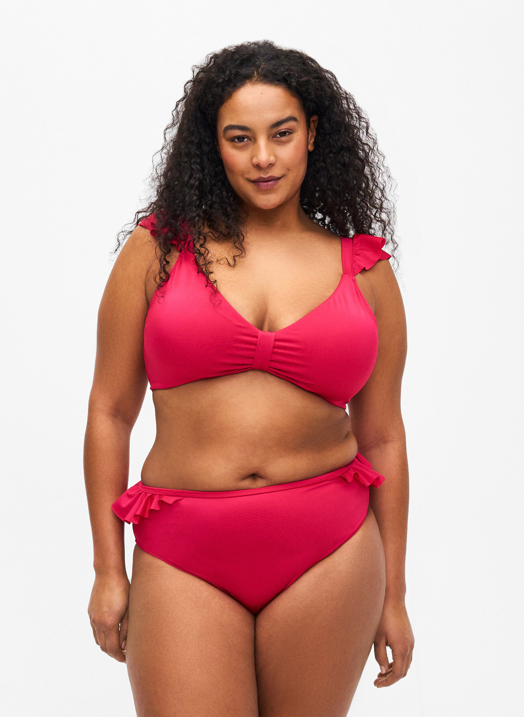 Bikini briefs with ruffles, Pink, Model