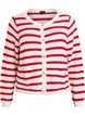 Cardigan with textured knit and decorative buttons, Red, Packshot image number 0