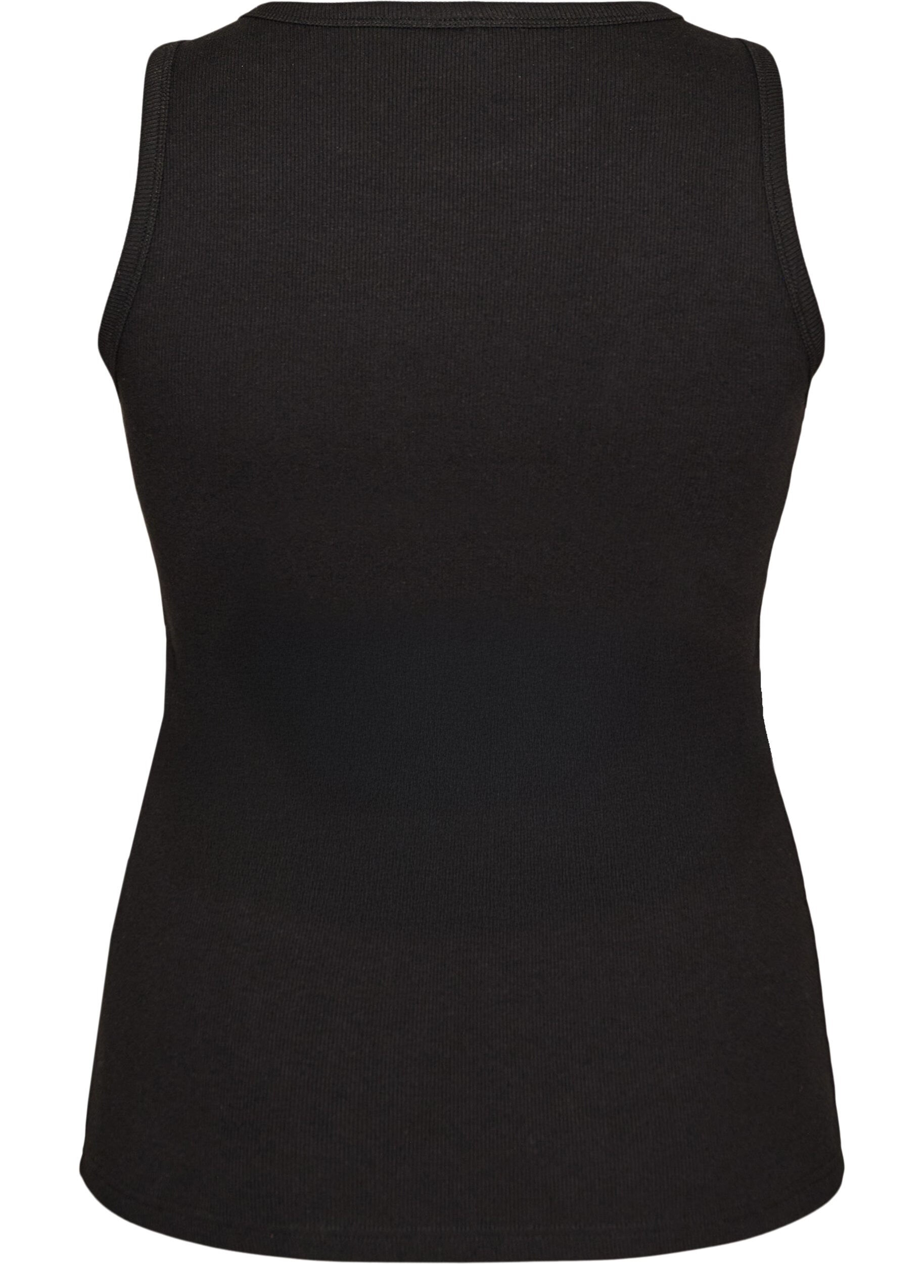 Zizzifashion Cotton ribbed top with high neck, Black, Packshot image number 1