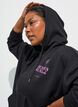 Hoodie with zipper and chest print, Black, Model image number 3