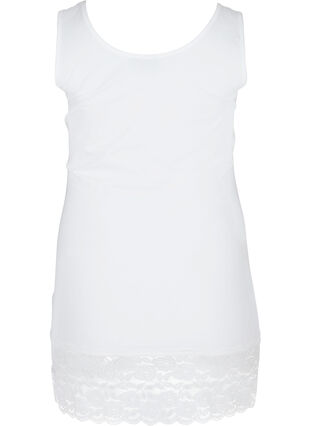 Cotton Top with Lace Edge, White, Packshot image number 1