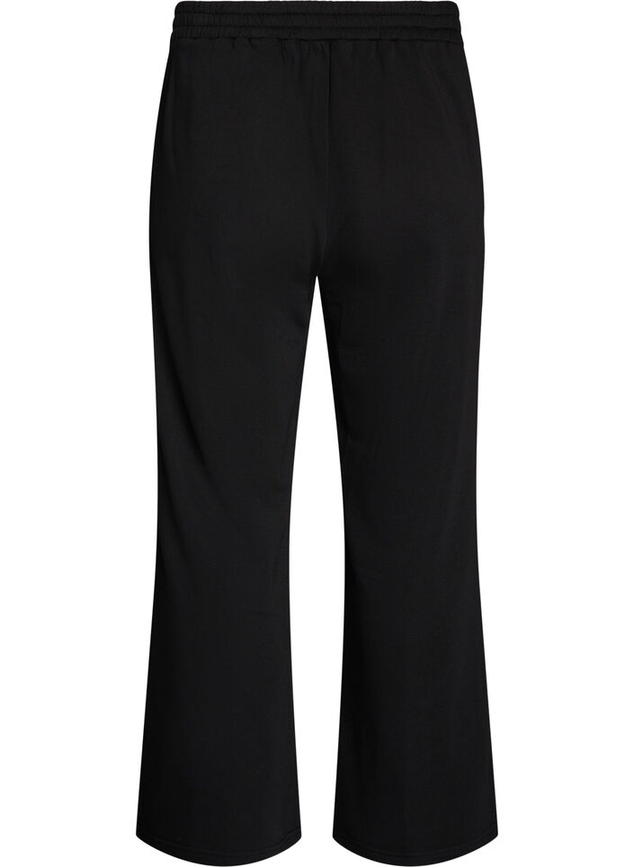 High-waisted sweatpants with wide legs, Black, Packshot image number 1