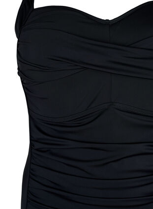 Quilted swimsuit with drapes, Black, Packshot image number 2