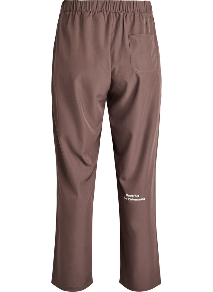 Sporty trousers with a high waist and straight legs, Brown, Packshot image number 1