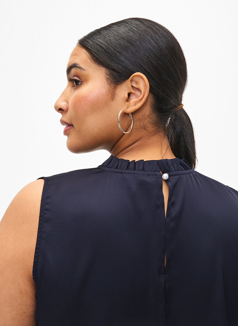 Sleeveless party top in satin, Night Sky, Model image number 2