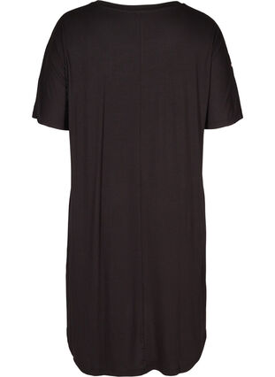 Short sleeve viscose nightgown with floral print, Black Flower , Packshot image number 1