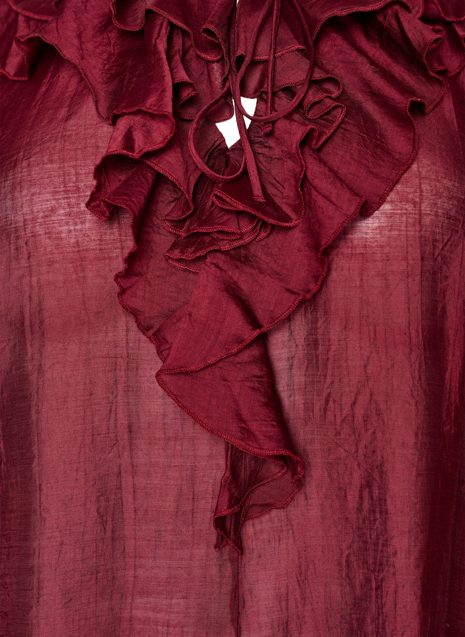 ZizzifashionViscose blouse with ruffles and long sleeves, Red, Packshot image number 2