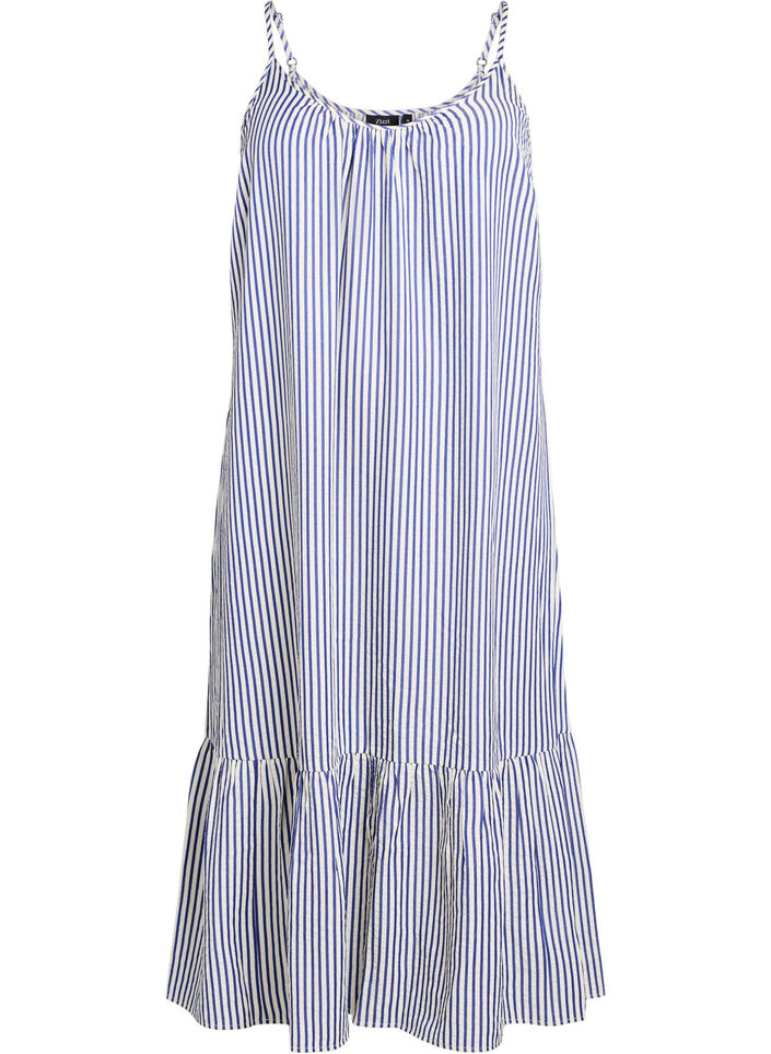 Summer dress with stripes and A-line shape, Blue, Packshot image number 0