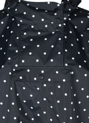 Rain poncho with hood and print, Black w/ white dots, Packshot image number 2