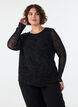 Mesh blouse with paisley print and asymmetrical hem, Black, Model image number 0