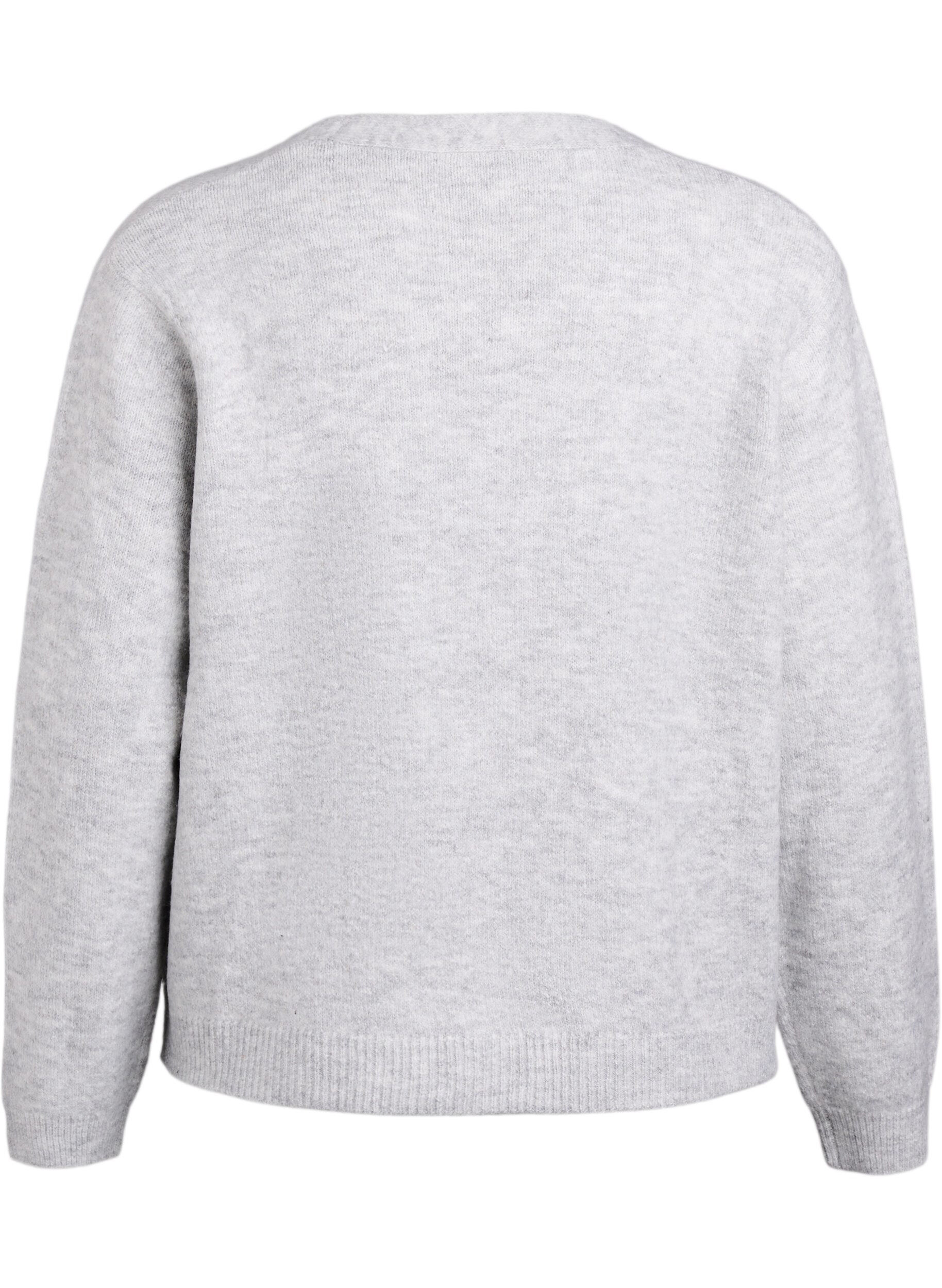 Zizzifashion Knitted cardigan with pearl buttons, Grey, Packshot image number 1