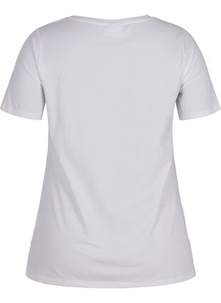 Basic t-shirt with v-neck, Bright White, Packshot image number 1