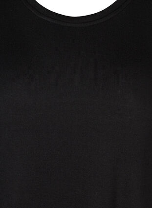Plain dress with long sleeves and slit, Black, Packshot image number 2
