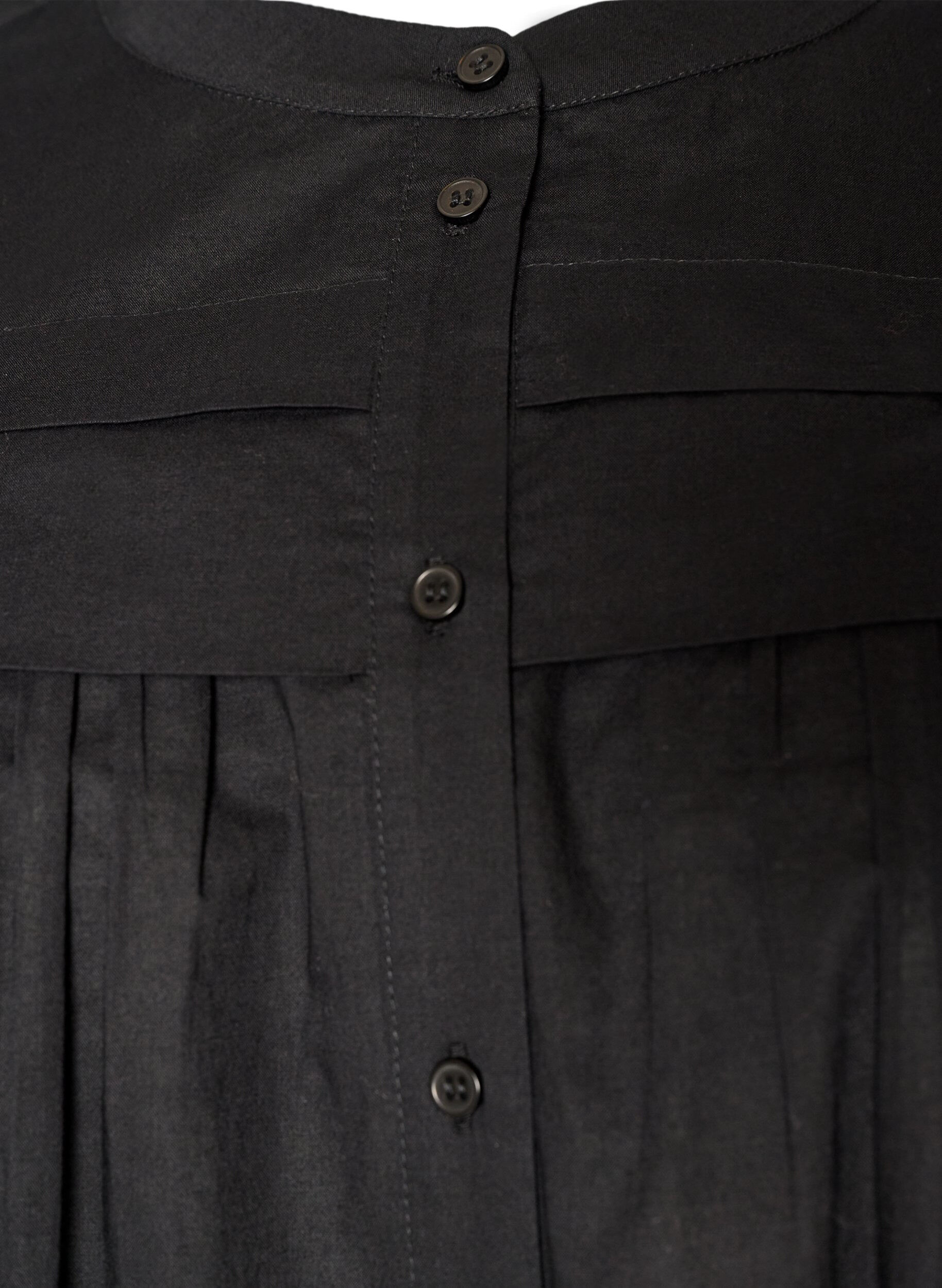 Zizzifashion Sleeveless A-line cotton shirt blouse, Black, Packshot image number 2
