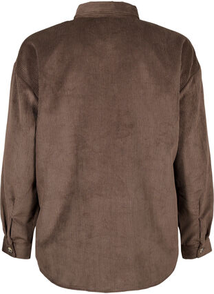 Long sleeve velvet shirt with chest pockets, Java, Packshot image number 1