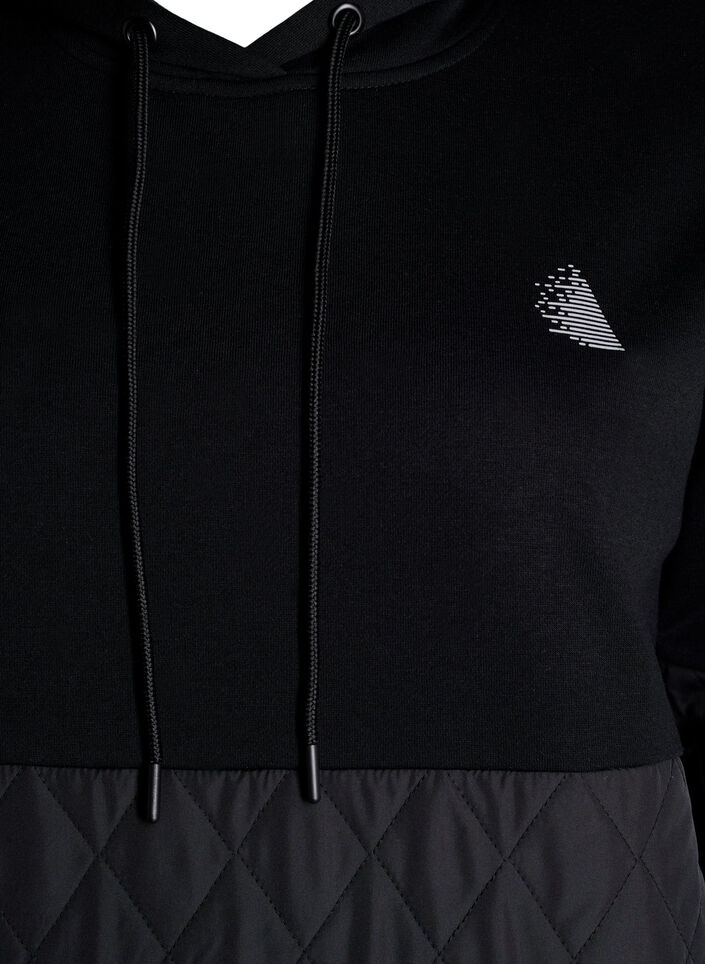 Hooded sweatshirt with quilt, Black, Packshot image number 2