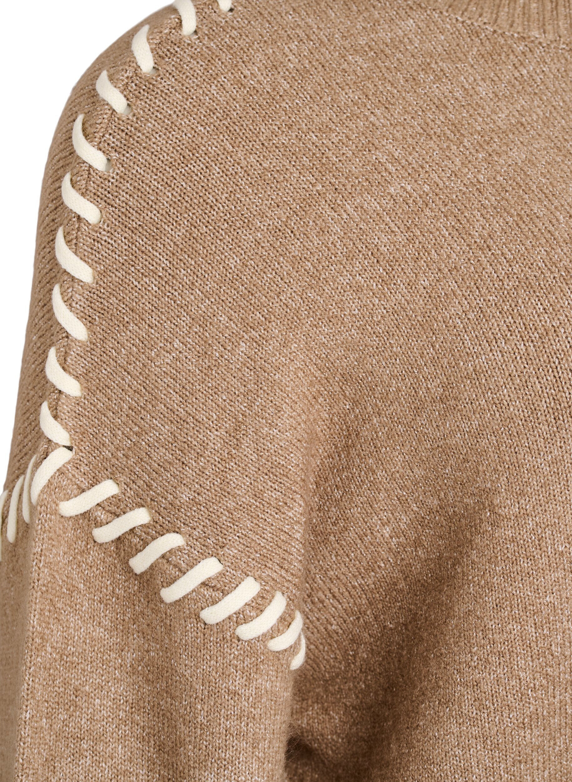Zizzifashion Jumper with decorative stitching, Brown, Packshot image number 3