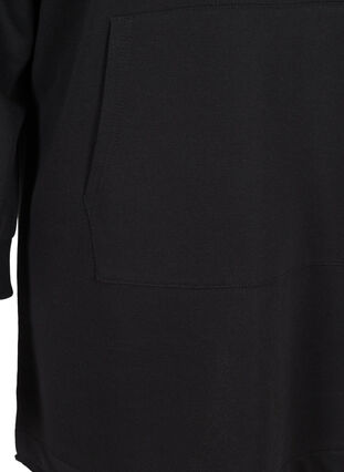 Long sweatshirt with hood and large pocket, Black, Packshot image number 3