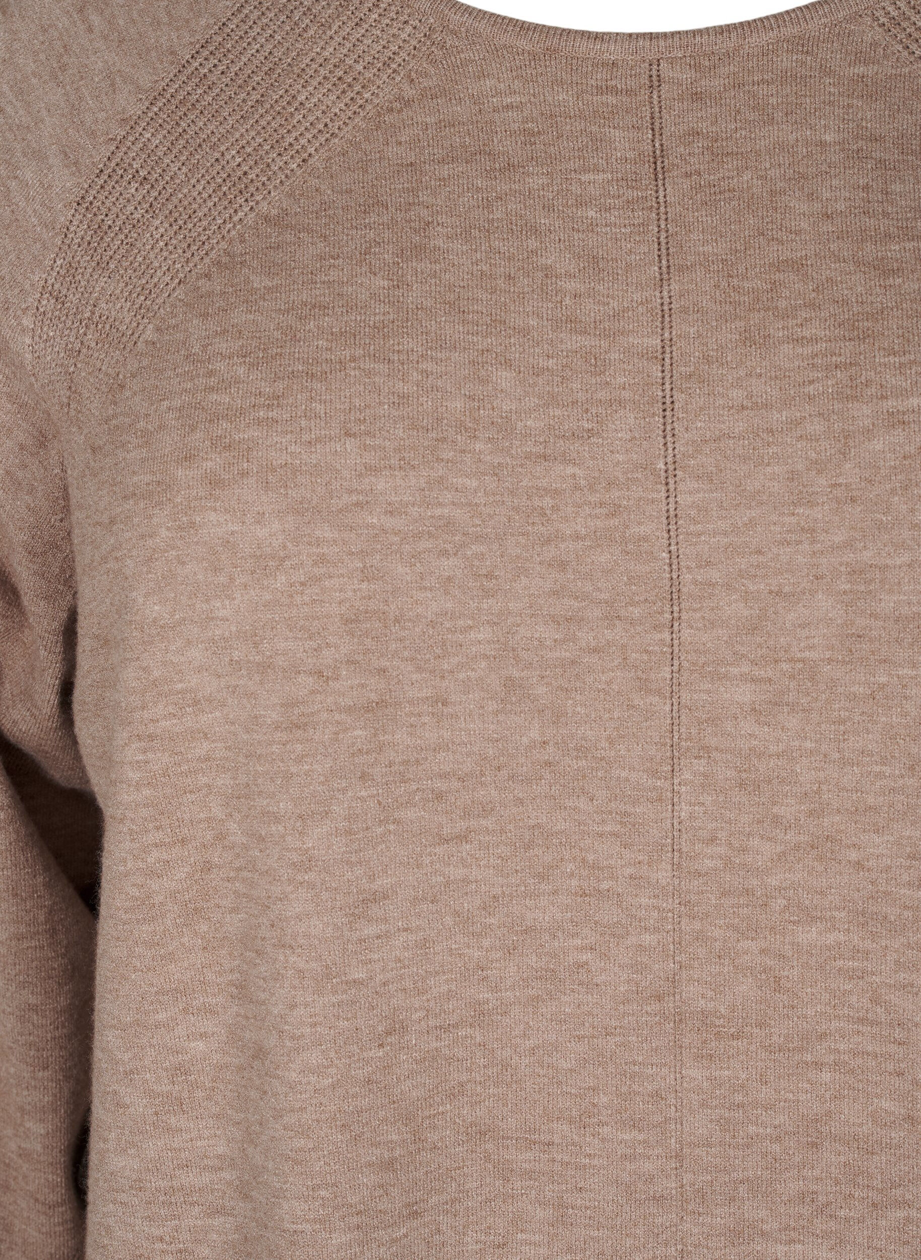 Zizzifashion Knitted dress with a round neck and knitted pattern, Fossil Mel., Packshot image number 2