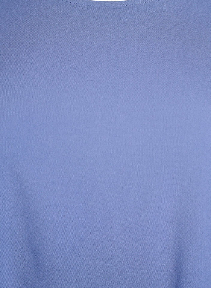 FLASH - Short-sleeved woven blouse with round neck, Blue, Packshot image number 2