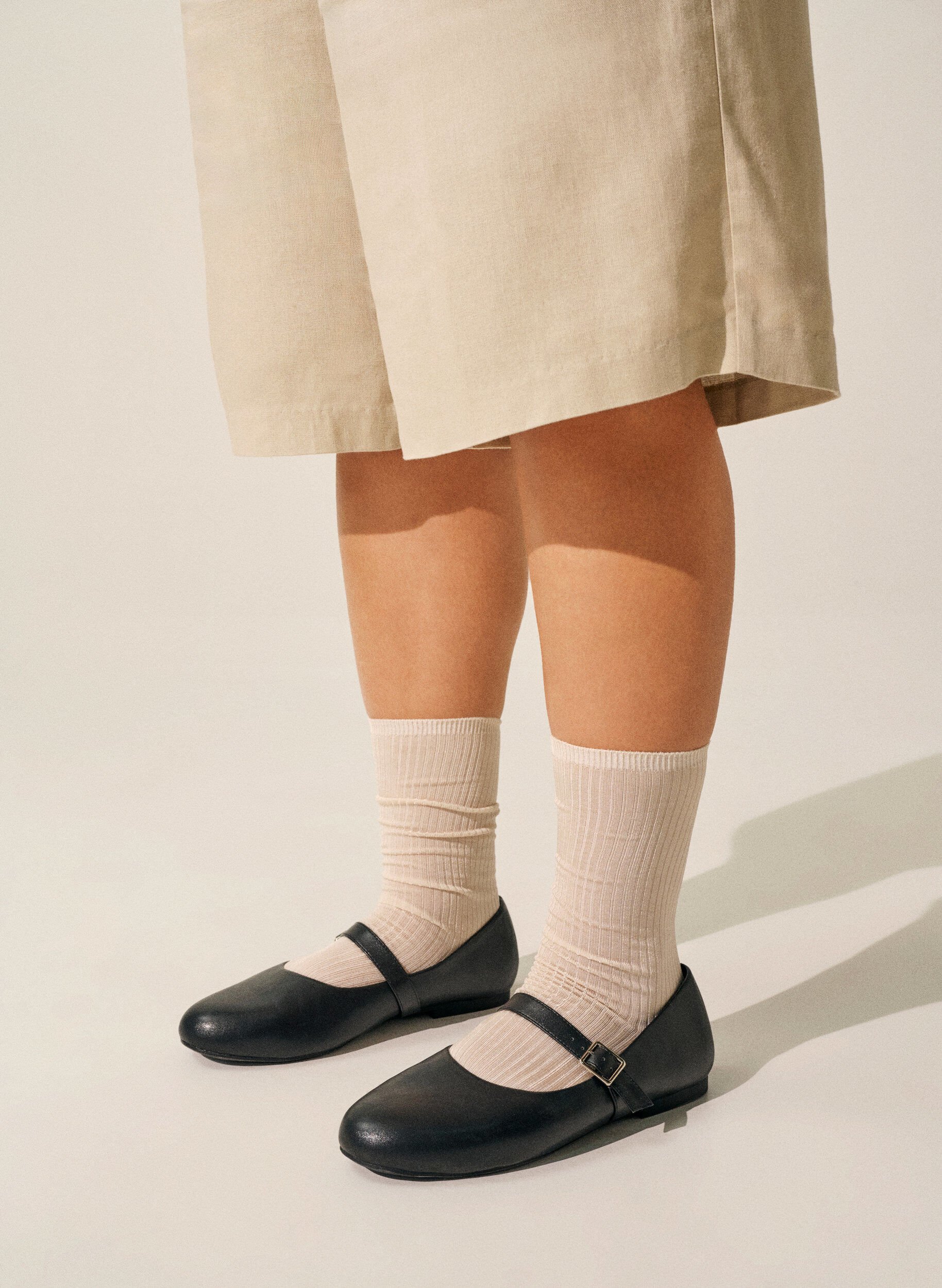 Zizzifashion Ballerina in faux leather with strap, Black, Image image number 0