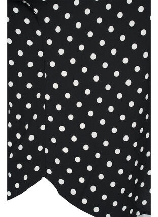 Blouse with short sleeves and a round neckline, Black w White Dot, Packshot image number 3