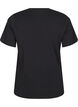 T-shirt with round neck and rhinestones, Black, Packshot image number 1