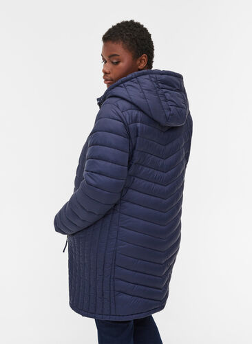 Quilted lightweight jacket with detachable hood and pockets, Navy Blazer, Model image number 1