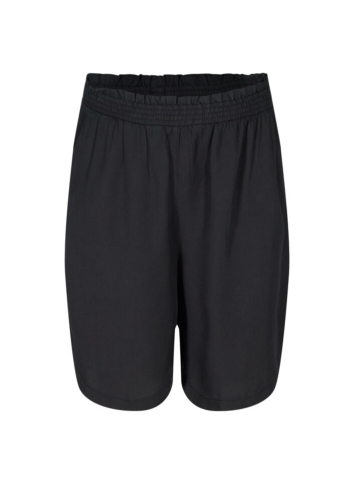 Loose Bermuda shorts with smock, Black, Packshot image number 0